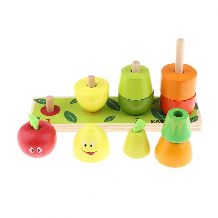 Jucarie din lemn, Stivuirea fructelor, 4 coloane, Montessori, + 3 ani, Edujucarii [3]