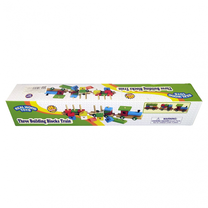 Jucarie din lemn Trenulet, set de construit, 36 piese, forme geometrice [5]