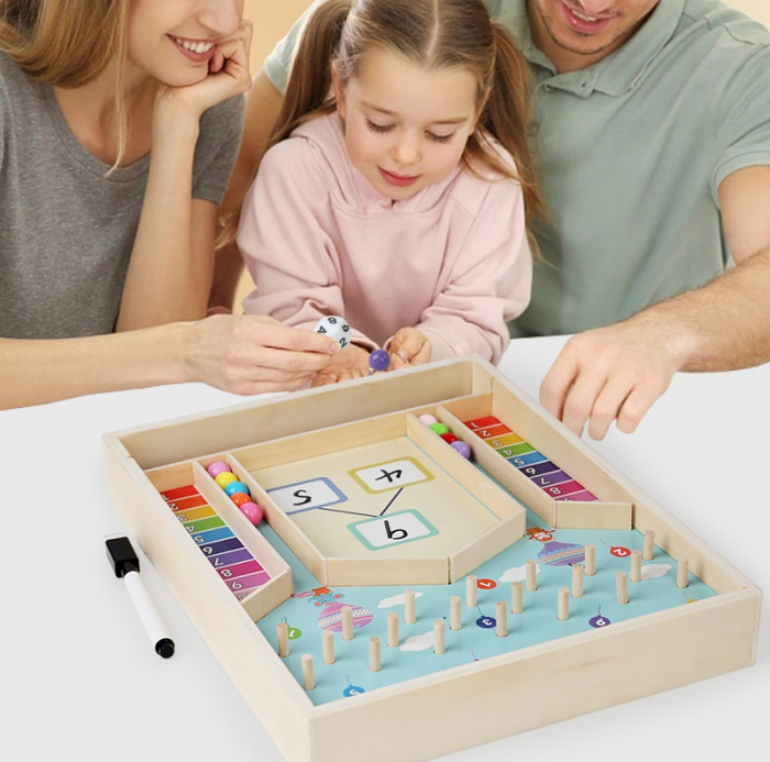 Jucarie educationala de sortare cognitiva a culorilor si operatii matematice, Montessori, lemn, 3 ani +, EduJucarii [6]