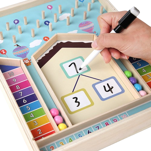 Jucarie educationala de sortare cognitiva a culorilor si operatii matematice, Montessori, lemn, 3 ani +, EduJucarii [3]