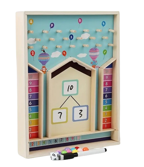 Jucarie educationala de sortare cognitiva a culorilor si operatii matematice, Montessori, lemn, 3 ani +, EduJucarii [2]