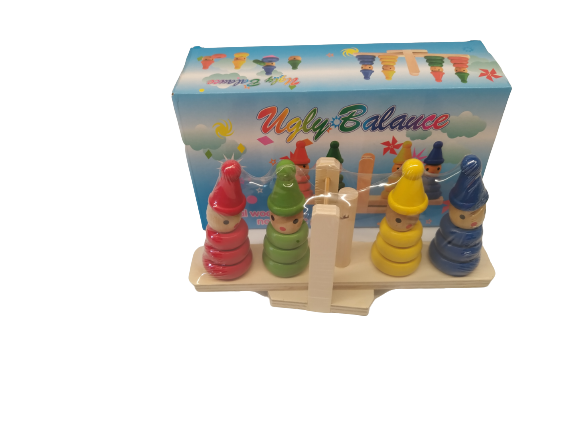 Jucarie educativa din lemn Montessori, Balanta pentru echilibru si sortare cu Clovni colorat [10]