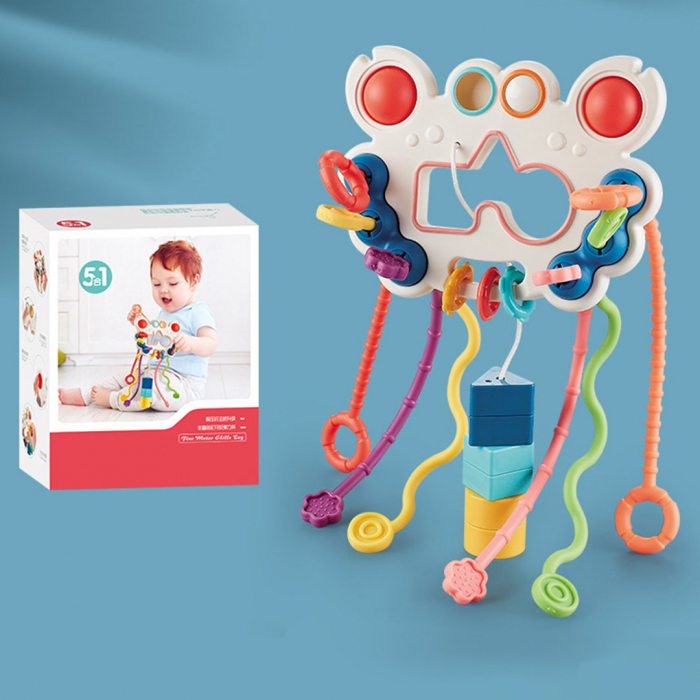 Jucarie educationala Montessori pentru bebelusi, invatare timpurie, dezvoltare senzoriala, dentitie fara BPA, 1-3 ani, Crab multicolor [7]