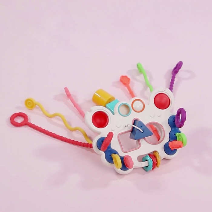 Jucarie educationala Montessori pentru bebelusi, invatare timpurie, dezvoltare senzoriala, dentitie fara BPA, 1-3 ani, Crab multicolor [8]