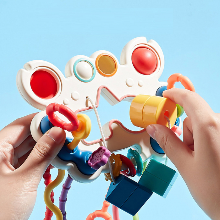 Jucarie educationala Montessori pentru bebelusi, invatare timpurie, dezvoltare senzoriala, dentitie fara BPA, 1-3 ani, Crab multicolor [5]