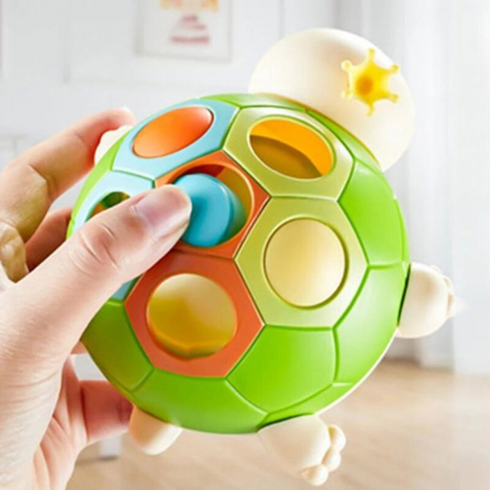 Jucarie interactiva Montessori pentru copii, Dezvoltare Motricitate fina, 18 luni, Broscuta cu buline, multicolor - Fun Toys [6]