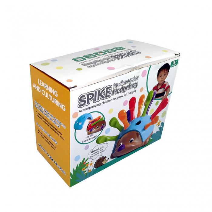 Jucarie educativa de motricitate, sortare si numarare culori, Ariciul Spike cu tepi colorati, albastru, 18 luni+ [7]