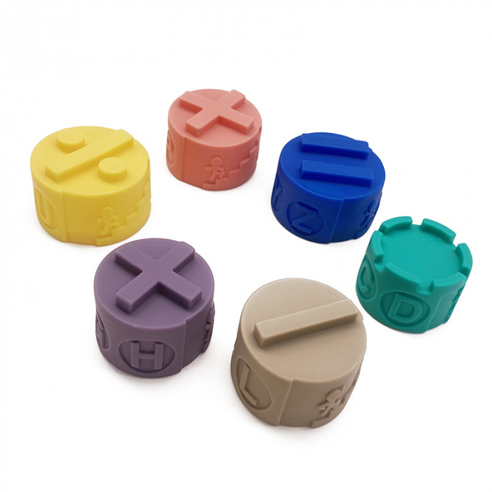 Jucarie educativa senzoriala pentru bebelusi, cuburi turn de stivuire din silicon, 7 piese, Oita, 3 luni+, Edujucarii [6]