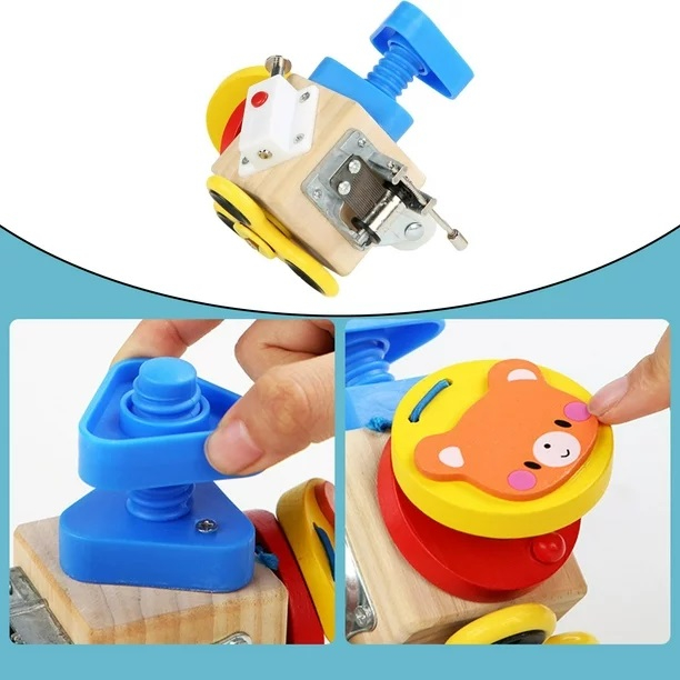 Jucarie educativa si interactiva, Cub Montessori cu activitati senzoriale pentru copii, Busy Cube, 3 ani+, Edujucarii [4]