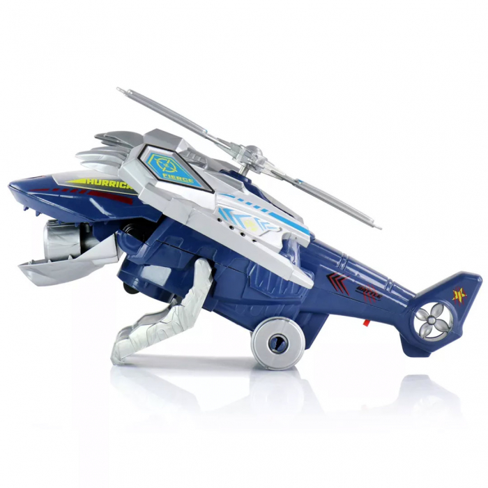 Jucarie interactiva 2 in 1, Elicopter transformabil in Dinozaur, cu sunete, lumini si pulverizator de apa, 25 cm [3]