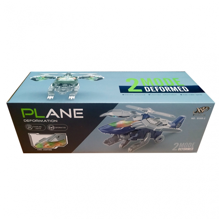 Jucarie interactiva 2 in 1, Elicopter transformabil in Dinozaur, cu sunete, lumini si pulverizator de apa, 25 cm [5]
