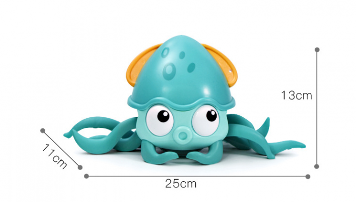 Jucarie interactiva Caracatita cu sunete, lumini, se misca si canta, senzori pentru obstacole, jucarie pe inductie, cablu incarcare USB, 3 ani+, turcoaz, Edujucarii [10]