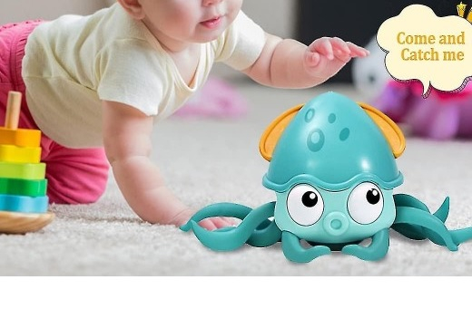 Jucarie interactiva Caracatita cu sunete, lumini, se misca si canta, senzori pentru obstacole, jucarie pe inductie, cablu incarcare USB, 3 ani+, turcoaz, Edujucarii [11]