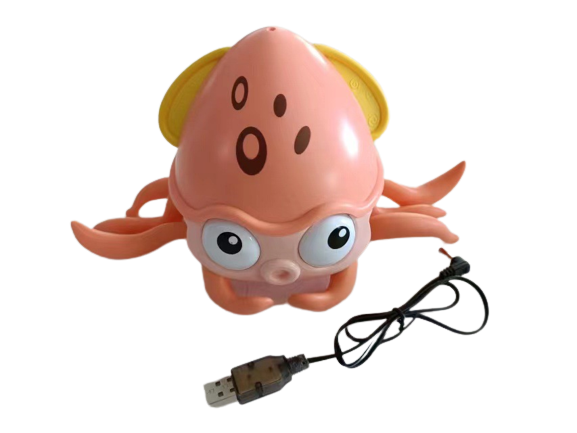 Jucarie interactiva Caracatita cu sunete, lumini, se misca si canta, senzori pentru obstacole, jucarie pe inductie, cablu incarcare USB, 3 ani+, roz, Edujucarii [6]