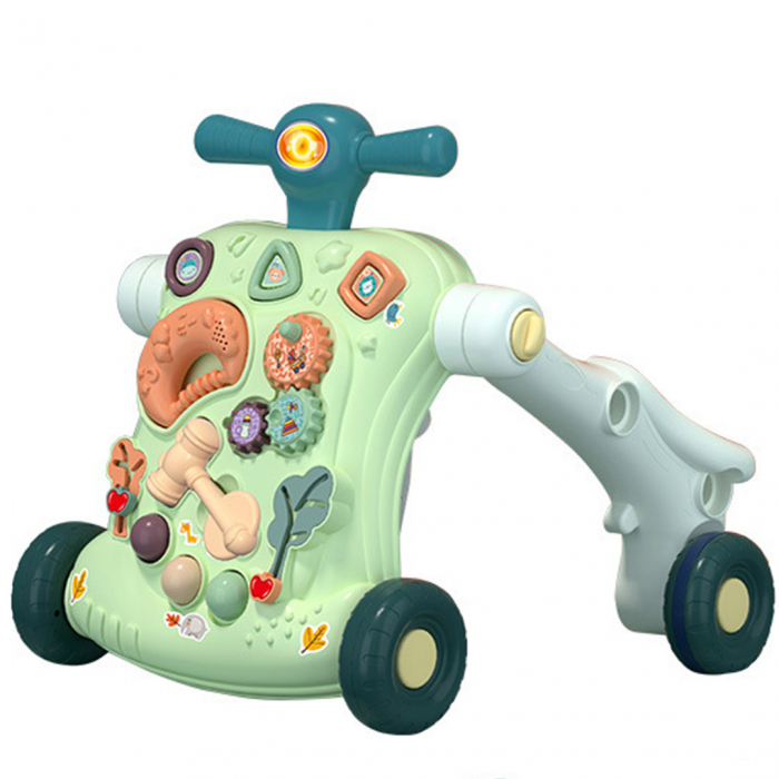 Jucarie Interactiva, Centru de activitati multiple, 5 in 1 cu lumini si sunete, Antemergator, Tricicleta, Masinuta ride-on, Trotineta, Masa de activitati, culoare verde, Edujucarii [2]
