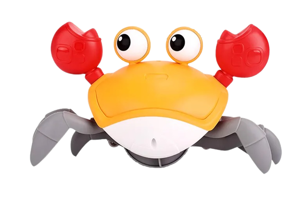 Jucarie interactiva Crab cu sunete, lumini, se deplaseaza si canta, senzori pentru obstacole, jucarie pe inductie, cablu incarcare USB, 3 ani+, galben, Edujucarii [1]