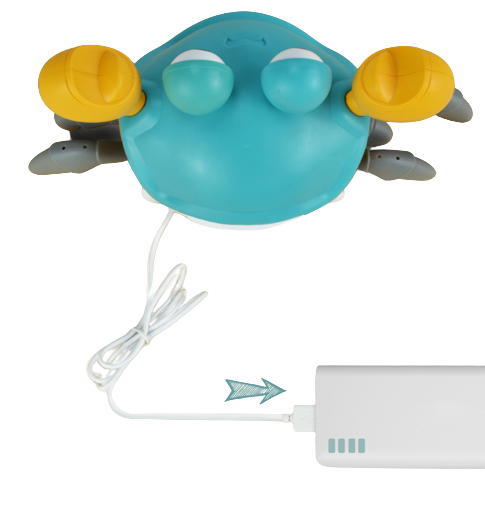 Jucarie interactiva Crab cu sunete, lumini, se deplaseaza si canta, senzori pentru obstacole, jucarie pe inductie, cablu incarcare USB, 3 ani+, turcoaz, Edujucarii [4]