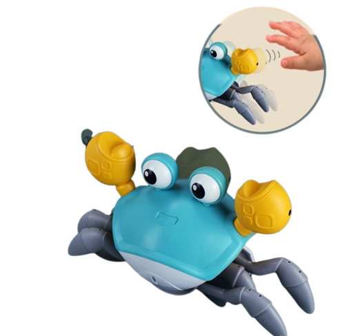 Jucarie interactiva Crab cu sunete, lumini, se deplaseaza si canta, senzori pentru obstacole, jucarie pe inductie, cablu incarcare USB, 3 ani+, turcoaz, Edujucarii [2]