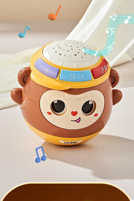 Jucarie interactiva, Maimuta Roly cu proiector si melodii, galben, 12cm, Edujucarii - EDUJUCARII [6]