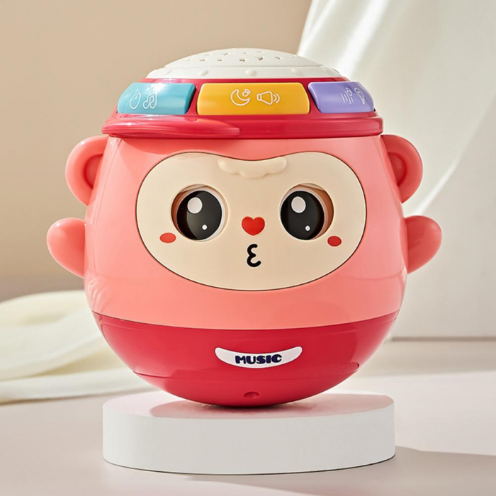 Jucarie interactiva, Maimuta Roly cu proiector si melodii, roz, 12cm, Edujucarii - EDUJUCARII [3]