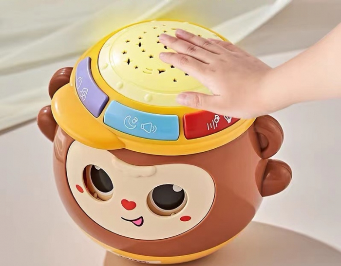 Jucarie interactiva, Maimuta Roly cu proiector si melodii, roz, 12cm, Edujucarii - EDUJUCARII [6]