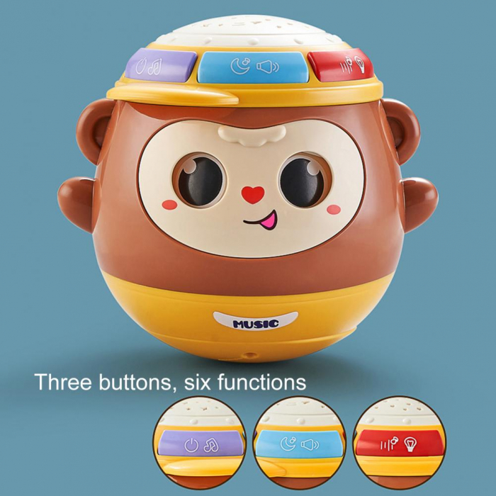 Jucarie interactiva, Maimuta Roly cu proiector si melodii, roz, 12cm, Edujucarii - EDUJUCARII [7]