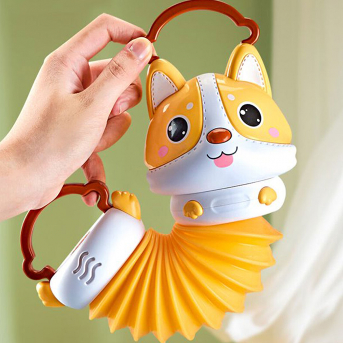 Jucarie interactiva pentru bebelusi, cu sunete si buton play, 14 sunete diferite, Acordeon, Catelusul Corgi, 30 x 9 cm, Portocaliu [2]