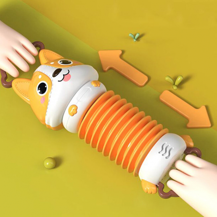 Jucarie interactiva pentru bebelusi, cu sunete si buton play, 14 sunete diferite, Acordeon, Catelusul Corgi, 30 x 9 cm, Portocaliu [3]