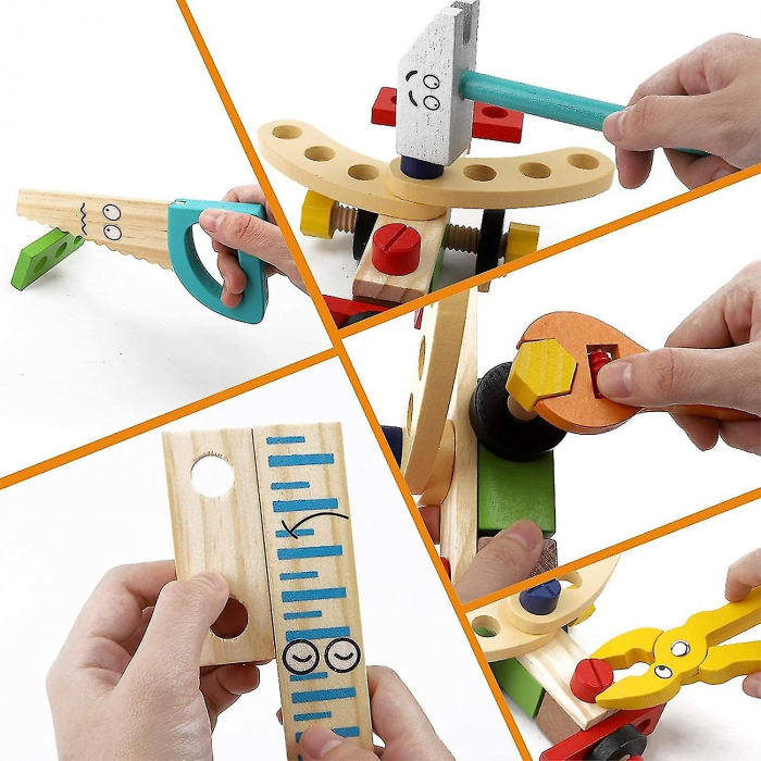 Jucarie Interactiva, Trusa cu unelte din lemn, Montessori, pentru copii, 3 ani + [5]