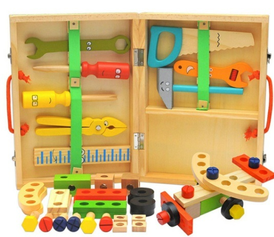 Jucarie Interactiva, Trusa cu unelte din lemn, Montessori, pentru copii, 3 ani + [4]