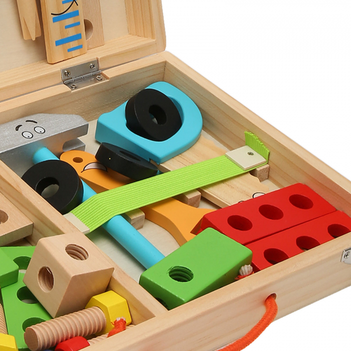 Jucarie Interactiva, Trusa cu unelte din lemn, Montessori, pentru copii, 3 ani + [3]