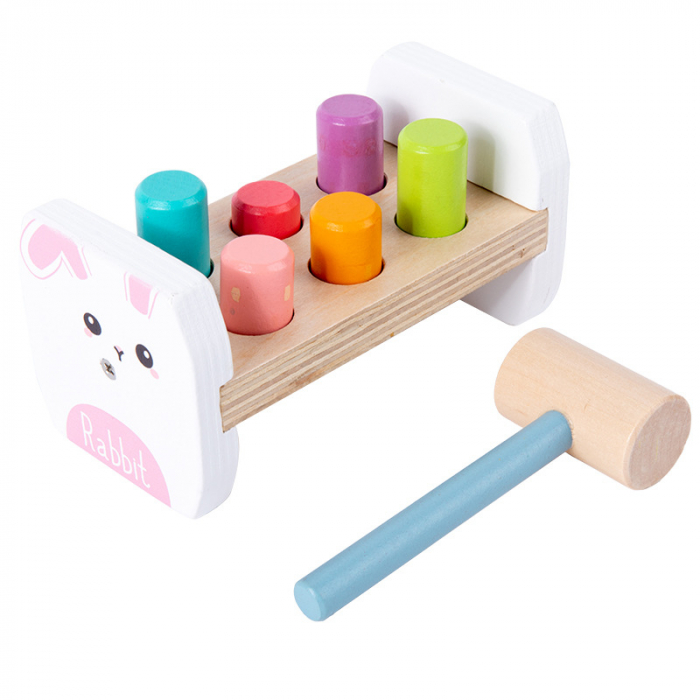 Jucarie Motrica din Lemn, Banc de lucru cu Ciocanel, Montessori, Iepuras, 18 luni+, Edujucarii [7]