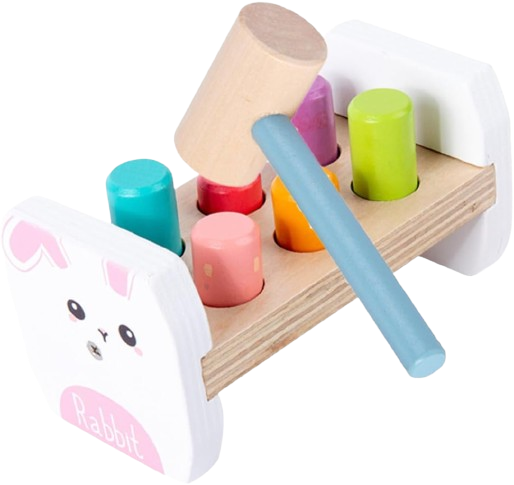 Jucarie Motrica din Lemn, Banc de lucru cu Ciocanel, Montessori, Iepuras, 18 luni+, Edujucarii [1]