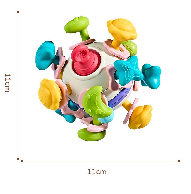 Jucarie pentru bebelusi din silicon cu zornaitoare, motricitate si dentitie fara BPA, 3 luni+, multicolor, Edujucarii [11]