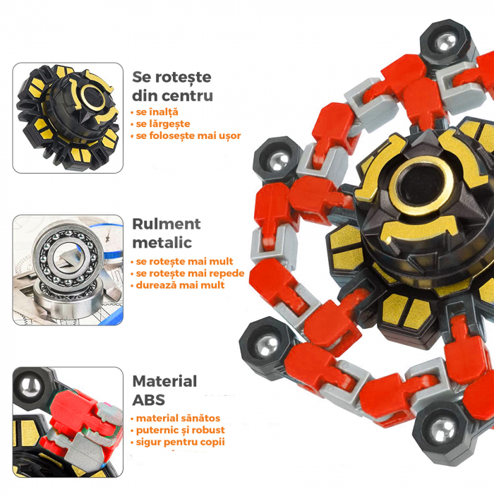 Jucărie senzorială amuzantă anti-stres pentru copii și adulți - Fidget Spinner transformabil [5]