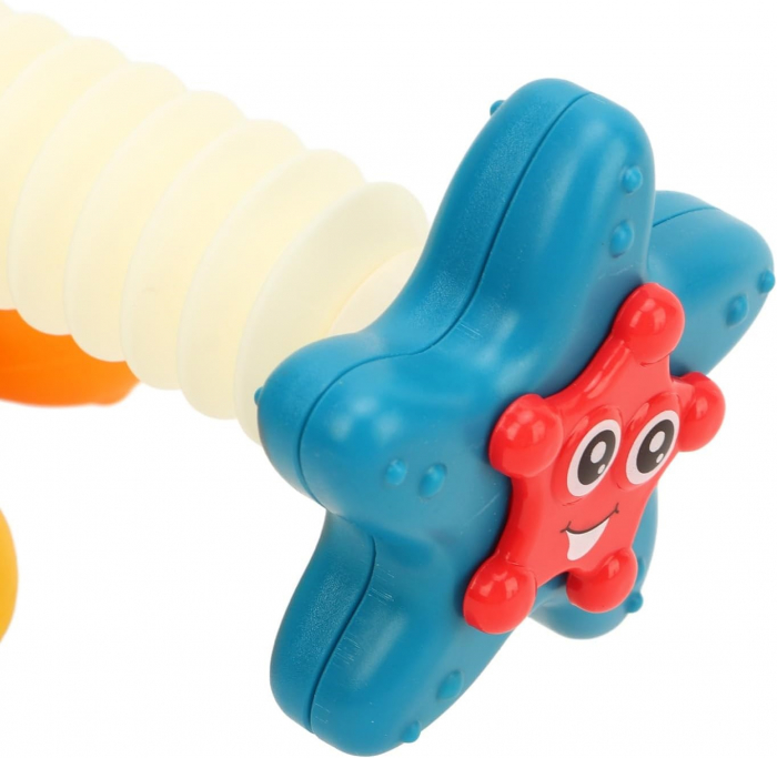 Jucarie senzoriala si de dentitie pentru bebelusi, Caracatita tip Montessori din silicon, functii multiple, rosu, +12 luni [4]