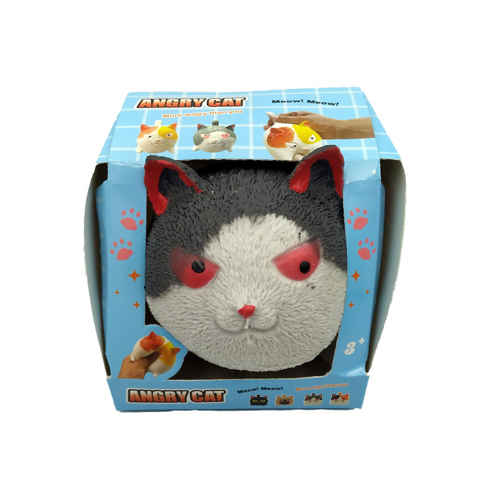 Jucarie Squeeze Squishy antistres Pop Fidget pentru copii si adulti Pisica, culoare gri, Edujucarii [6]