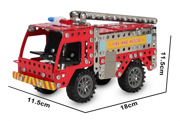 Kit constructie masina de pompieri  metalica Rescue Fire Truck, 292 piese, 8 ani+, EduJucarii [5]