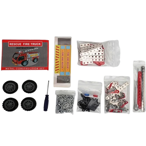 Kit constructie masina de pompieri  metalica Rescue Fire Truck, 292 piese, 8 ani+, EduJucarii [3]