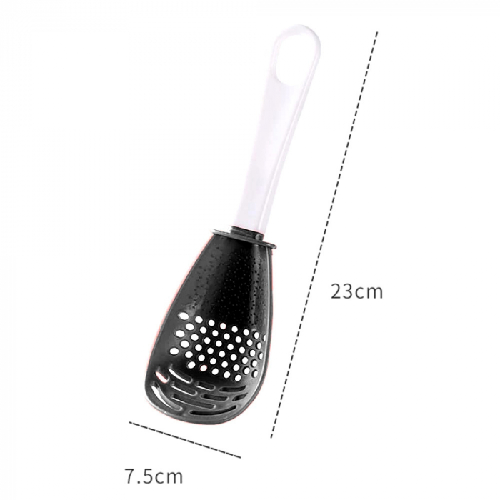 Lingură de gătit multifuncțională 6 în 1  din silicon non toxic pentru bucătărie cu strecurătoare, scurgător, pasator și  răzătoare [9]