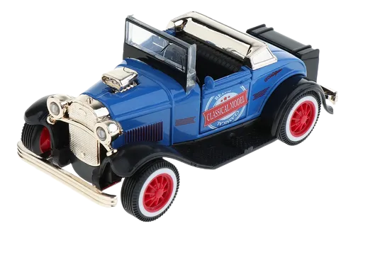 Masina de colectie, de epoca, vintage, decapotabila, cu lumini si sunete, albastru, 12x6x6 cm [2]