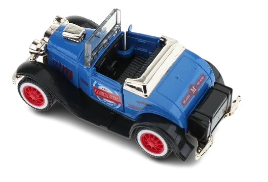 Masina de colectie, de epoca, vintage, decapotabila, cu lumini si sunete, albastru, 12x6x6 cm [9]