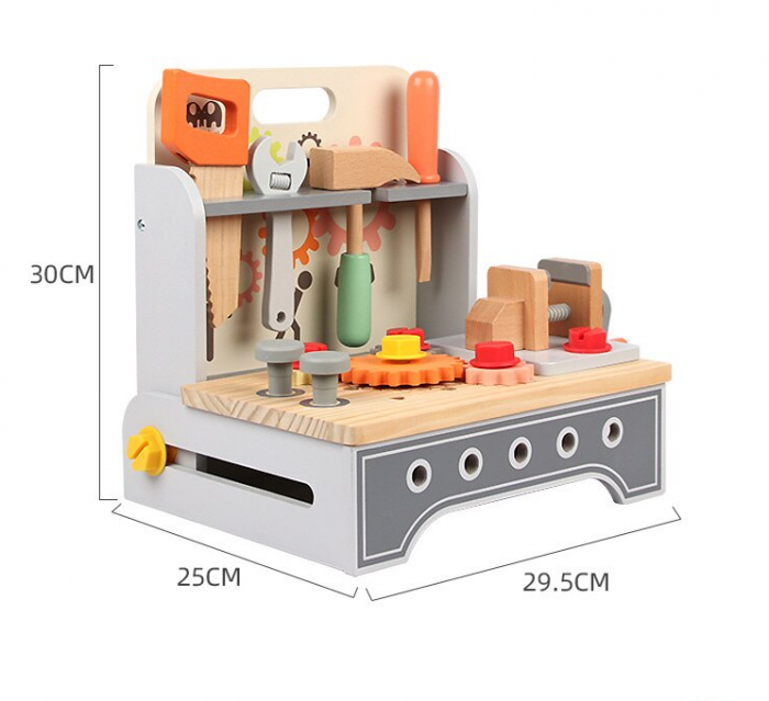 Mini Banc de Lucru Multifunctional cu Unelte din Lemn, Atelier de scule [10]