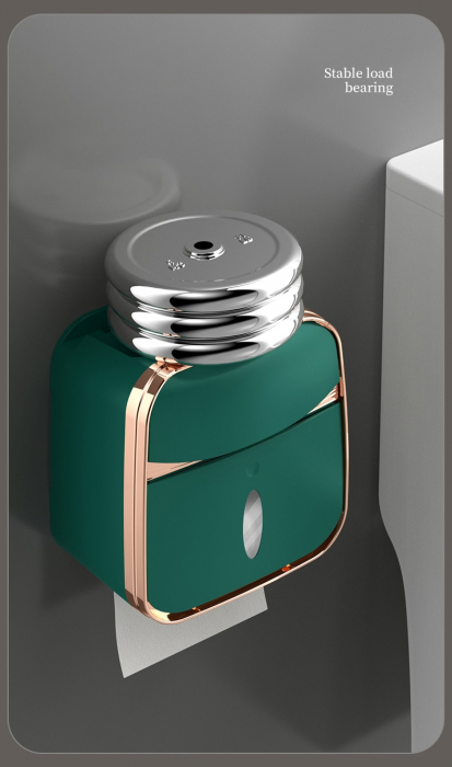 Organizator de Baie cu Sertar pentru Servetele si Suport Hartie Igienica 3-in-1 cu Tava si Suport pentru Telefon si Accesorii, Compartimentat [6]