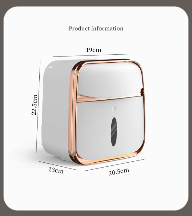 Organizator de Baie cu Sertar pentru Servetele si Suport Hartie Igienica 3-in-1 cu Tava si Suport pentru Telefon si Accesorii, Compartimentat [3]