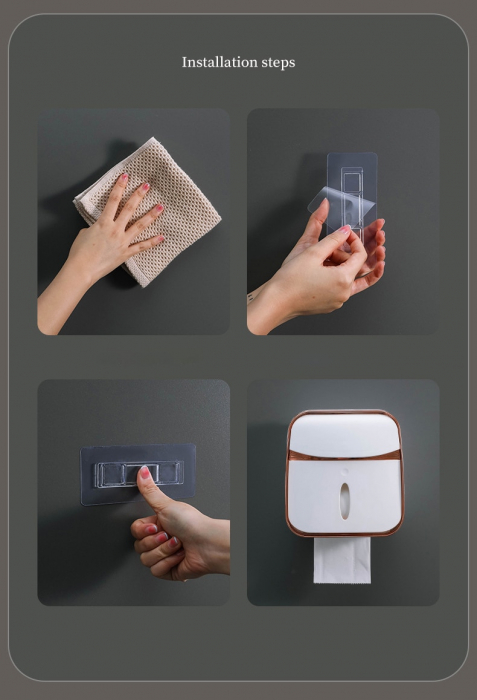 Organizator de Baie cu Sertar pentru Servetele si Suport Hartie Igienica 3-in-1 cu Tava si Suport pentru Telefon si Accesorii, Compartimentat [6]