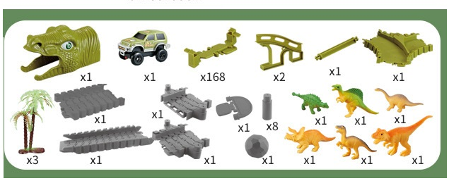 Pista de curse Dinozaur Parc cu masinuta electrica, 168 de piese pentru constructia circuitului, 6 dinozauri diferiti si accesorii de decor, 3 ani+ [3]