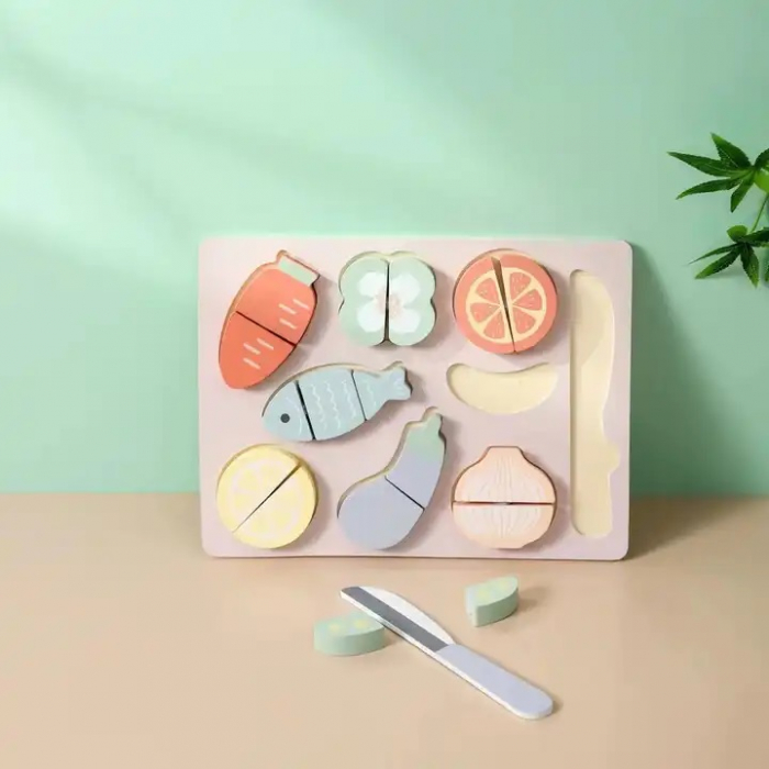 Placa cu fructe si legume, Feliator de alimente, 18 piese, 3 ani+, Edujucarii [3]