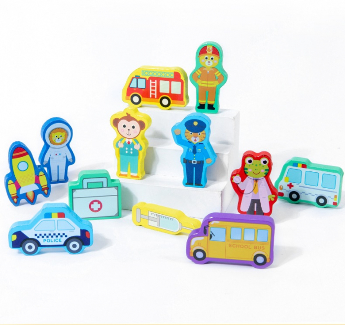 Placa Montessori 6 in 1 in Forma de salvare, Joc logaritmic cu multiple activitati, Puzzle cu cifre, litere, forme geometrice, mijloace de transport, ustensile medicale, Joc de pescuit, 3ani+,  EduJuc [10]