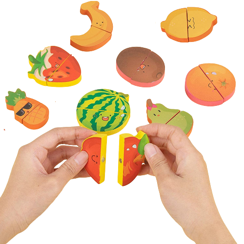 Placa montessori din lemn 3 in 1, Puzzle educativ pentru copii cu xilofon si fructe pentru feliere [2]